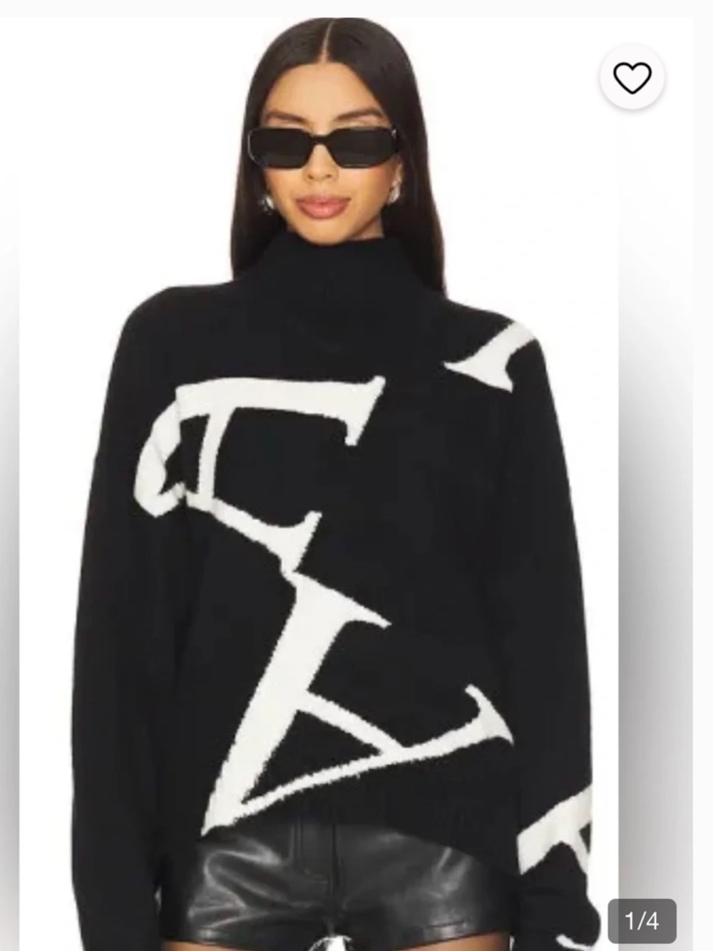 Allsaints Graphic Logo Jacquard Knit Mock Neck Sweater Black White Size L